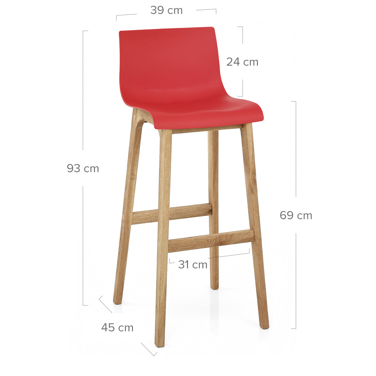 Sgabello Resina Legno - Drift ABS Rosso