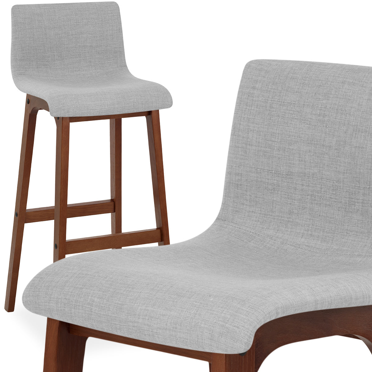 Sgabello Tessuto Legno - Drift Noce e Grigio Chiaro