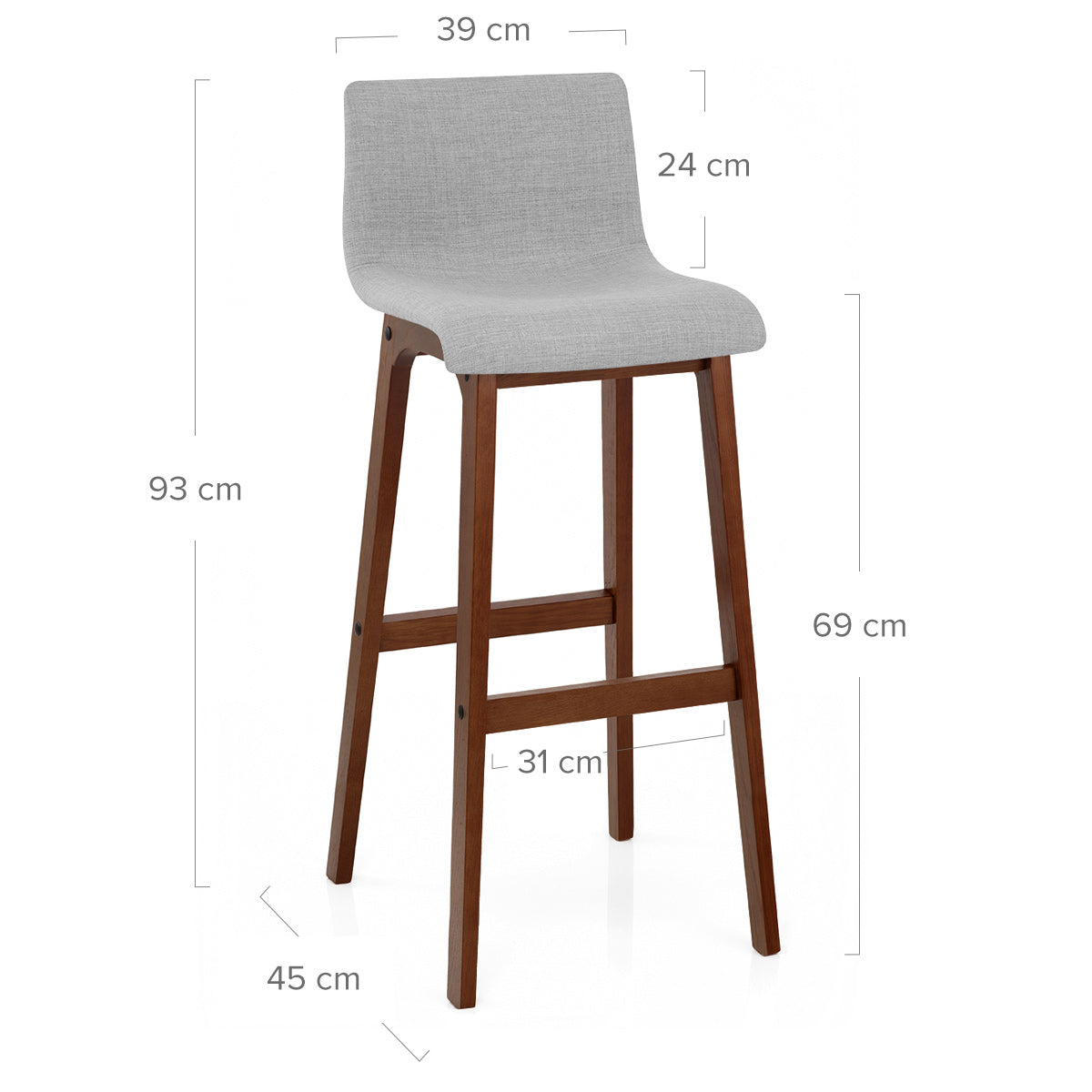 Sgabello Tessuto Legno - Drift Noce e Grigio Chiaro