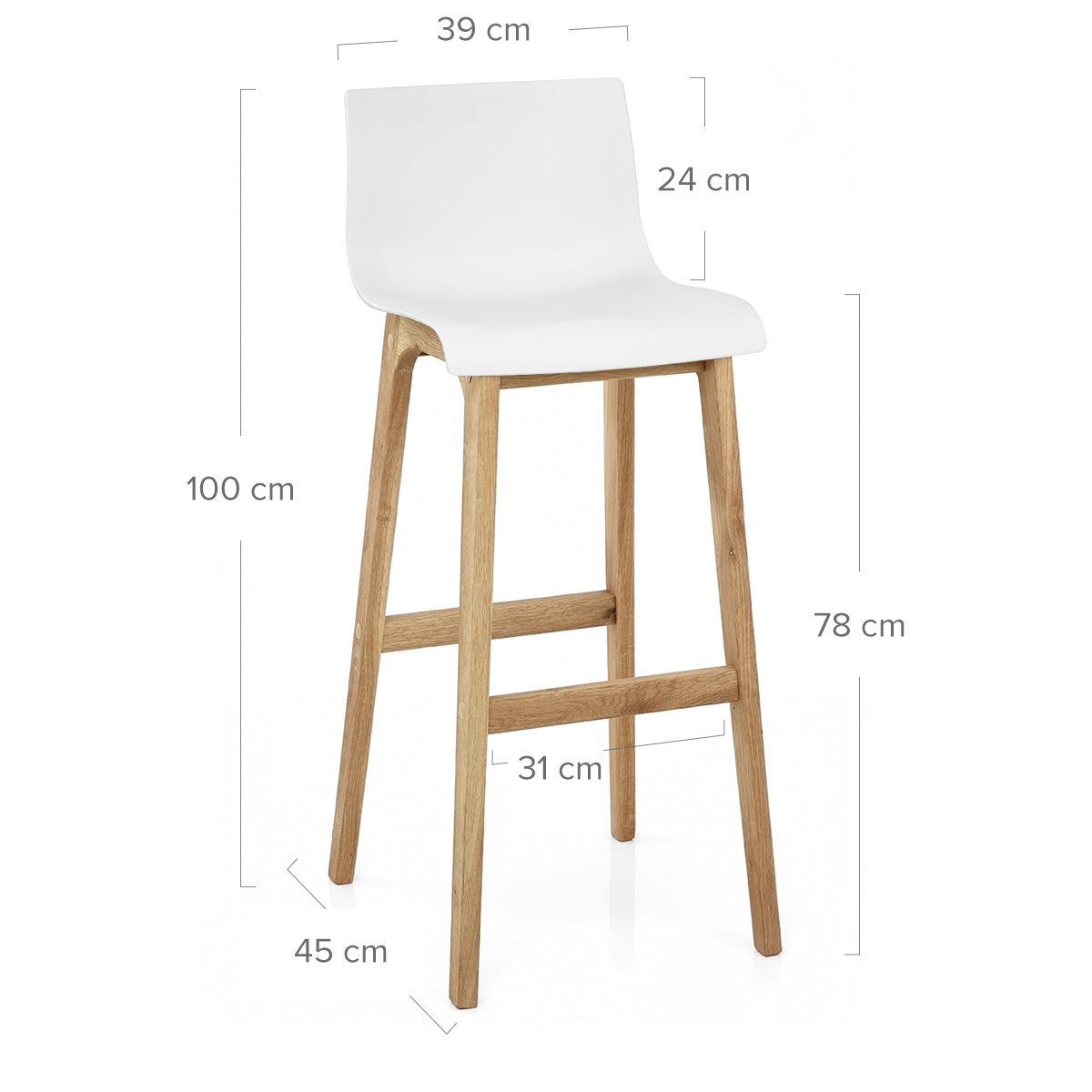 Sgabello Resina Legno - Drift Alto Bianco