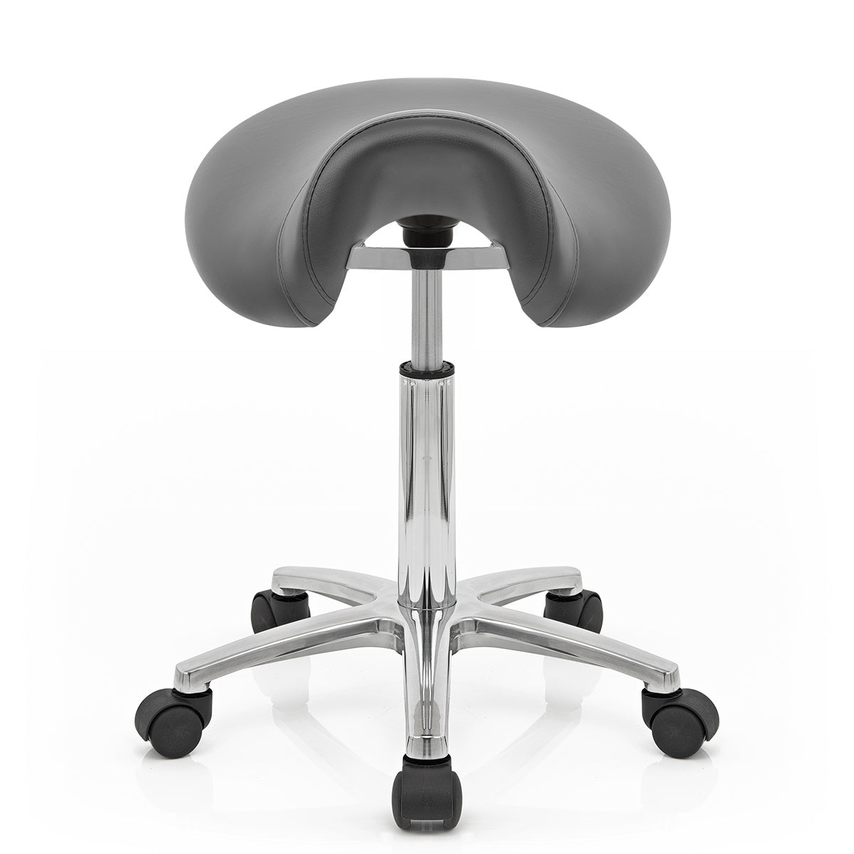 Sgabello con rotelle Ecopelle Cromato - Deluxe Saddle Grigio