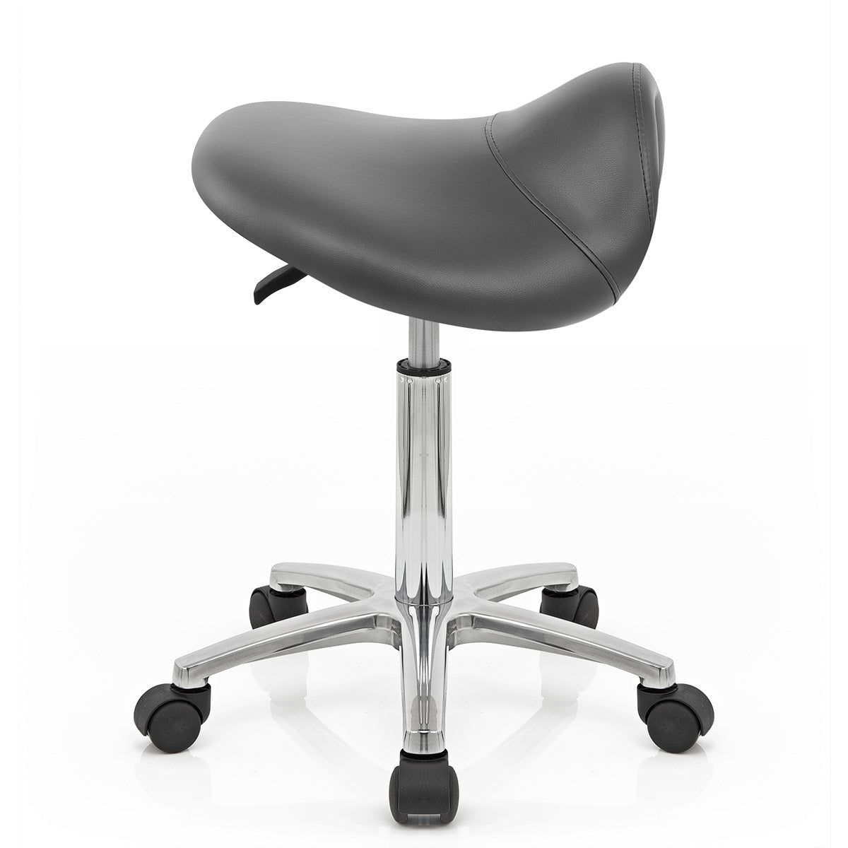 Sgabello con rotelle Ecopelle Cromato - Deluxe Saddle Grigio