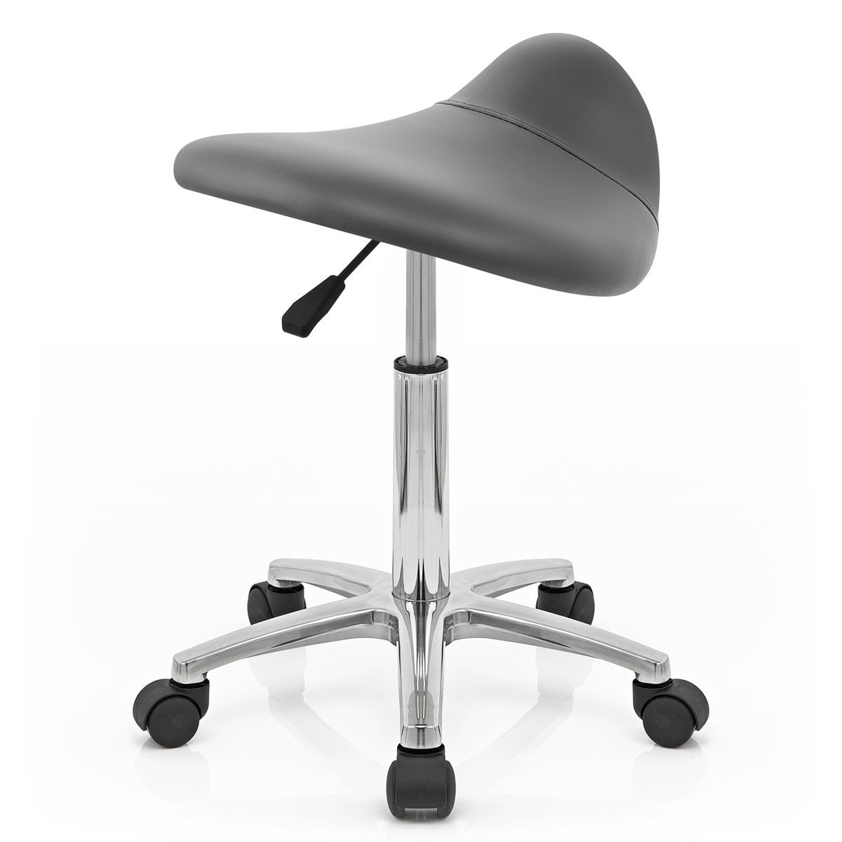 Sgabello con rotelle Ecopelle Cromato - Deluxe Saddle Grigio