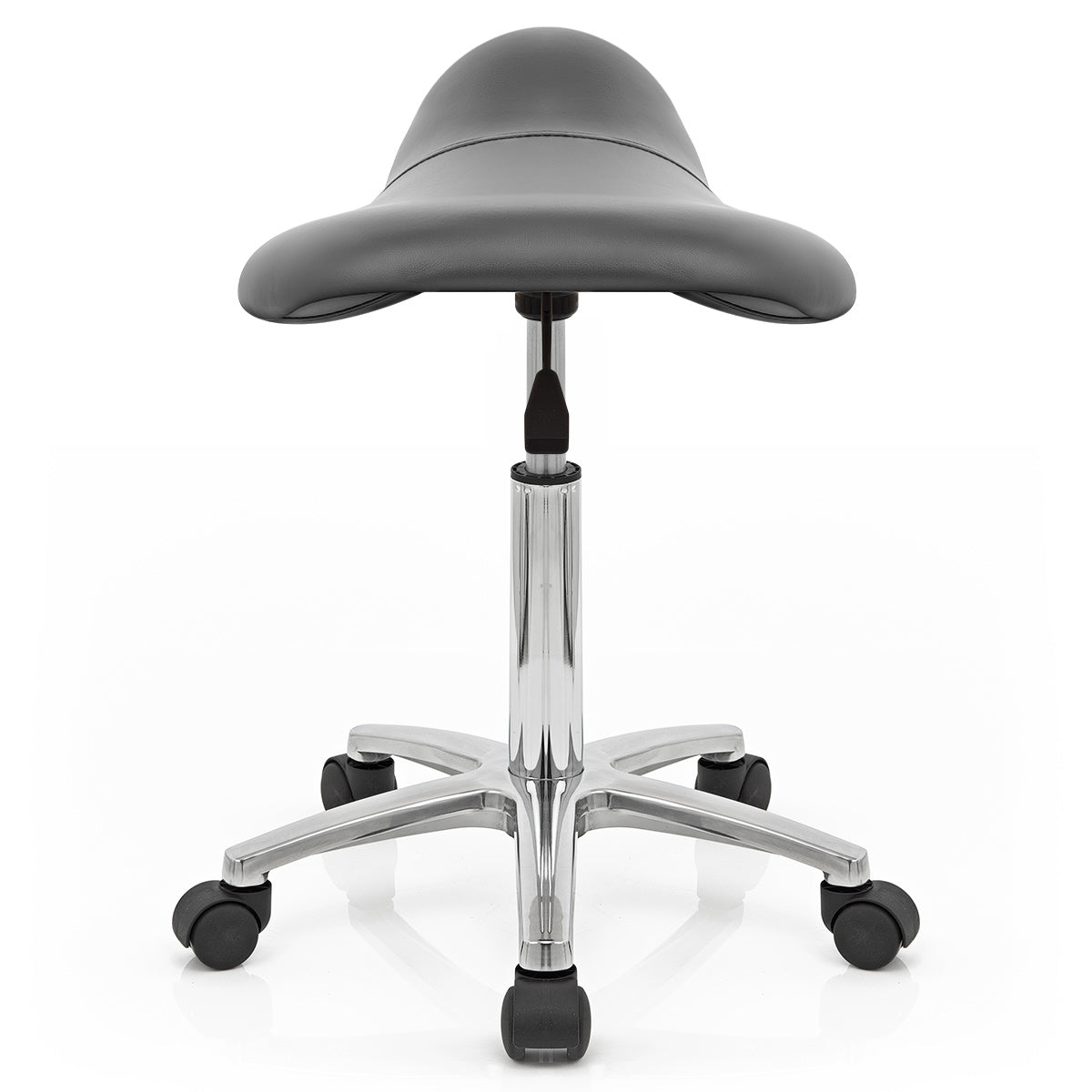 Sgabello con rotelle Ecopelle Cromato - Deluxe Saddle Grigio