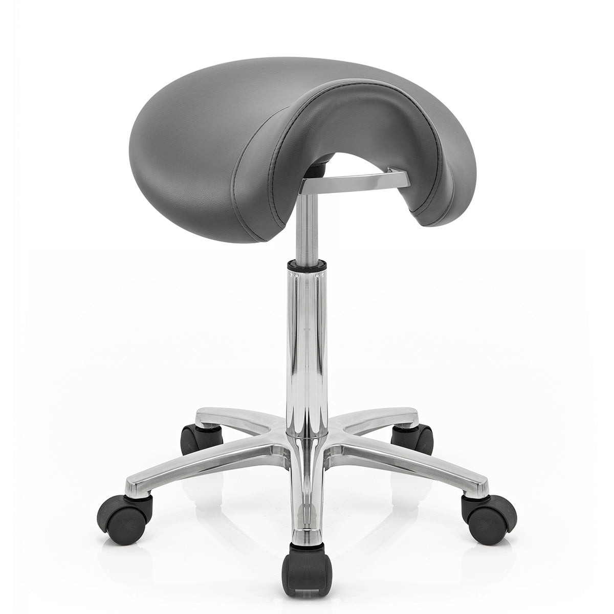 Sgabello con rotelle Ecopelle Cromato - Deluxe Saddle Grigio