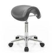 Sgabello con rotelle Ecopelle Cromato - Deluxe Saddle Grigio