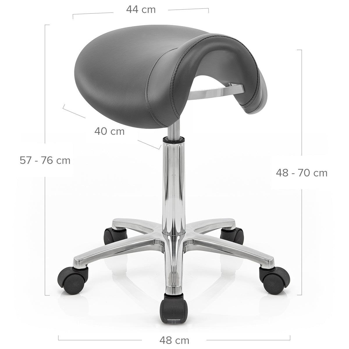 Sgabello con rotelle Ecopelle Cromato - Deluxe Saddle Grigio