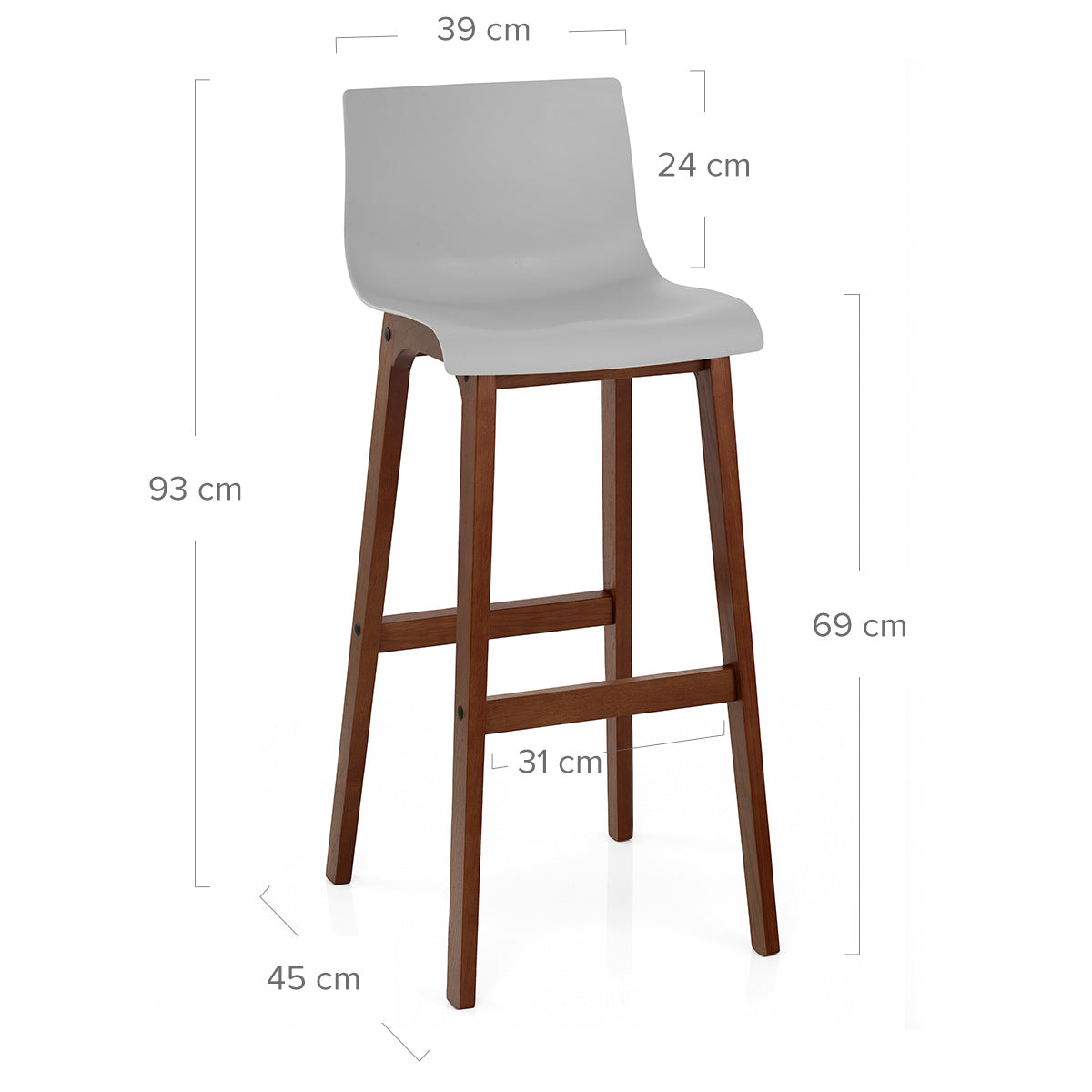 Sgabello Resina Legno - Drift Noce e Grigio