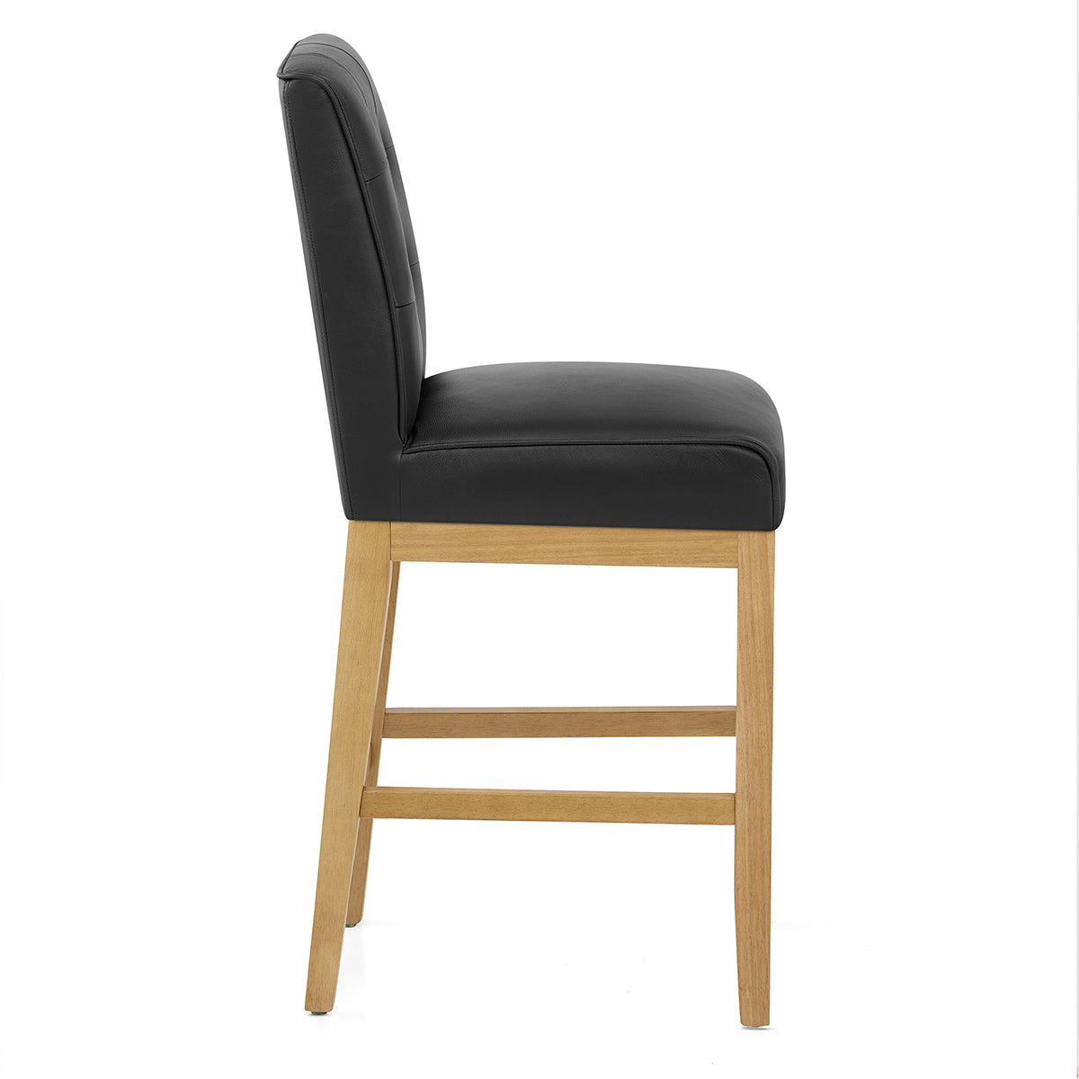 Sgabello Vera Pelle Legno - Ashby Nero