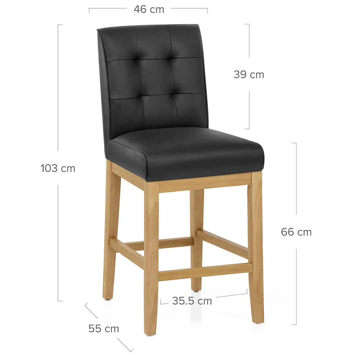Sgabello Vera Pelle Legno - Ashby Nero