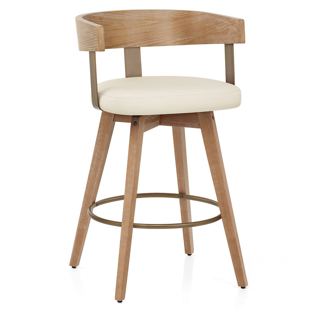 Sgabello Vera Pelle Quercia - Roman Crema