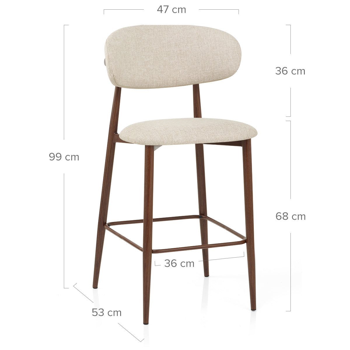 Sgabello Tessuto Noce - Harrow Crema