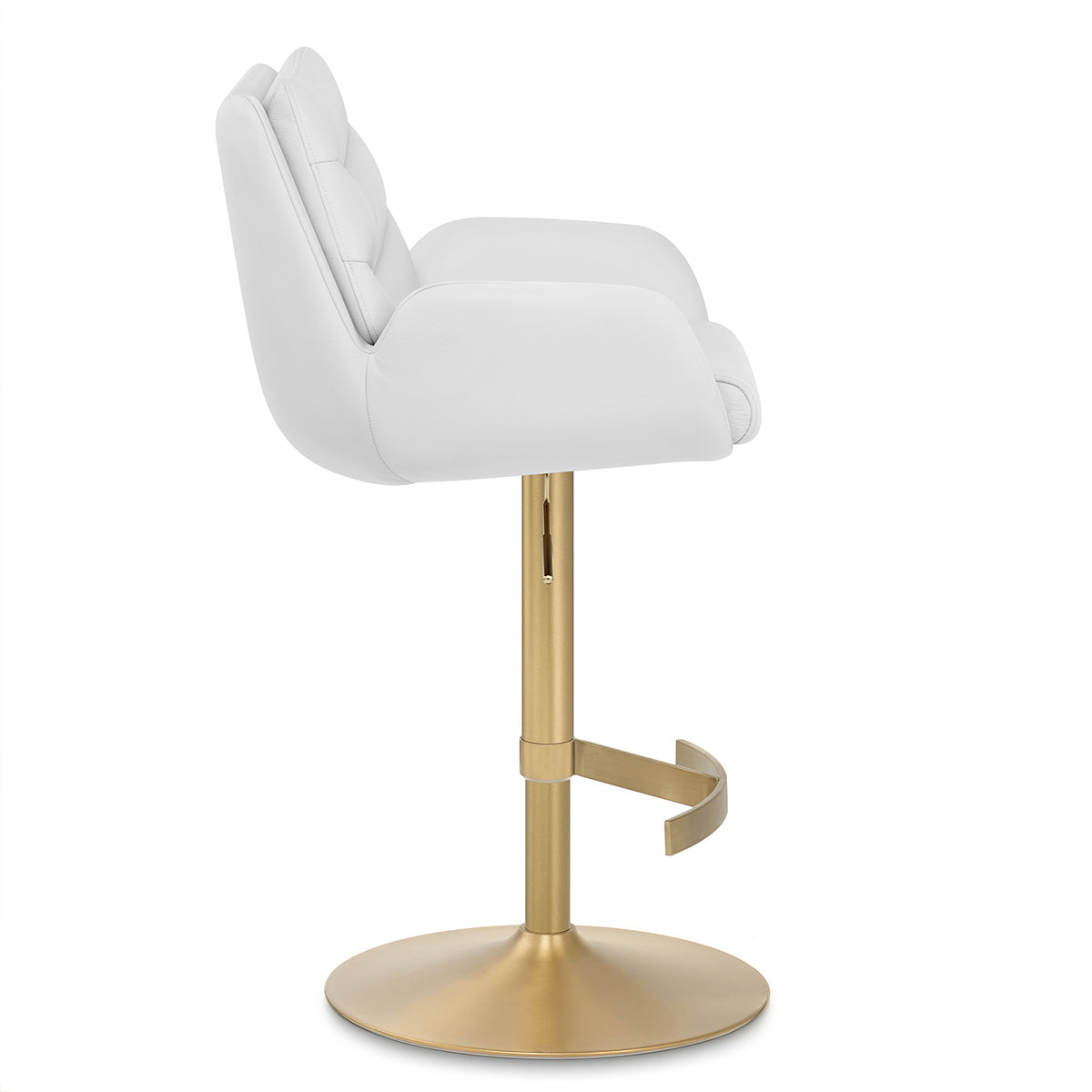 Sgabello Vera Pelle Oro Spazzolato - Seville Bianco