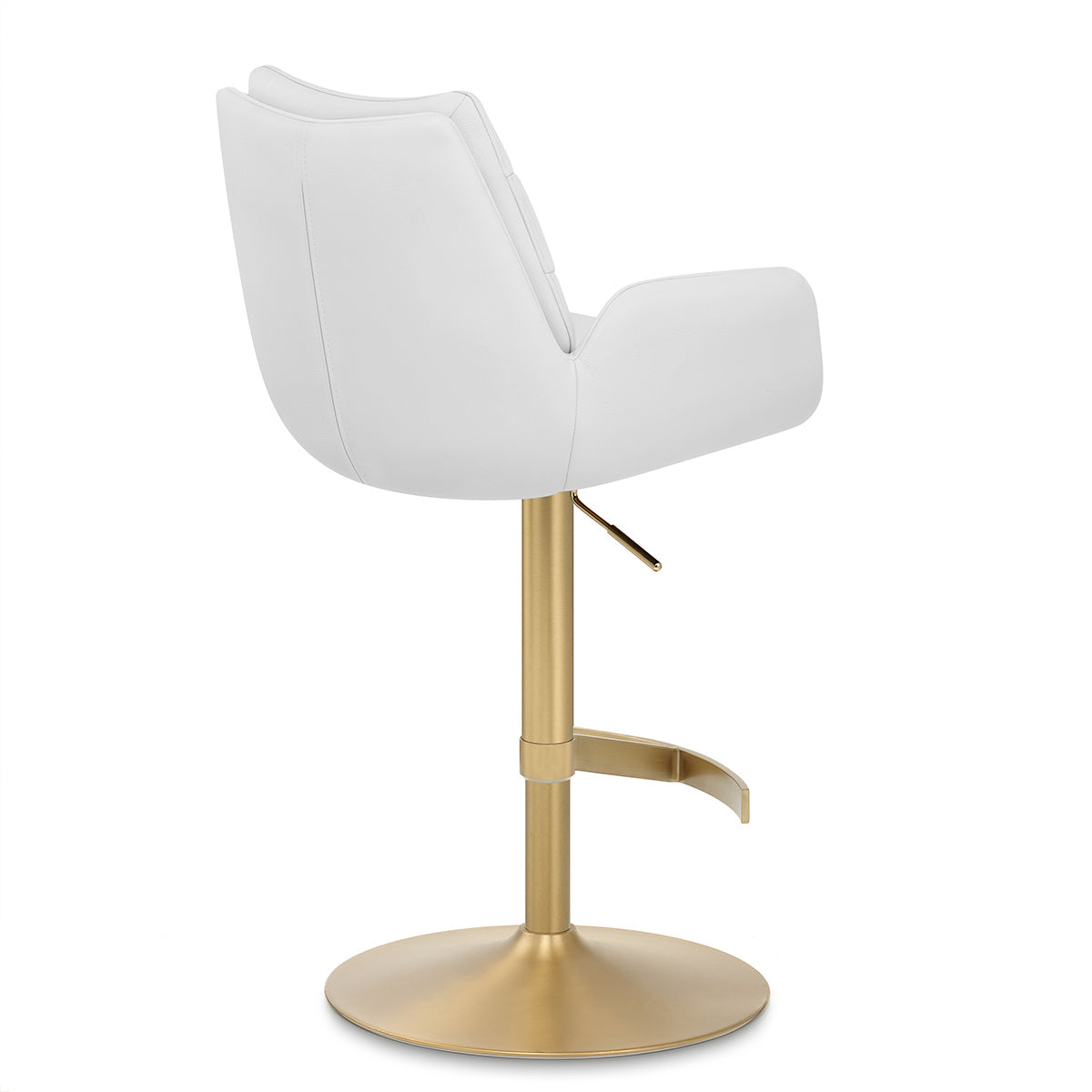 Sgabello Vera Pelle Oro Spazzolato - Seville Bianco