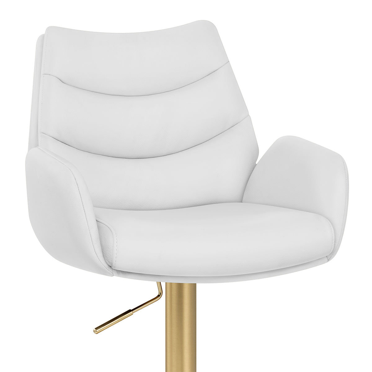 Sgabello Vera Pelle Oro Spazzolato - Seville Bianco