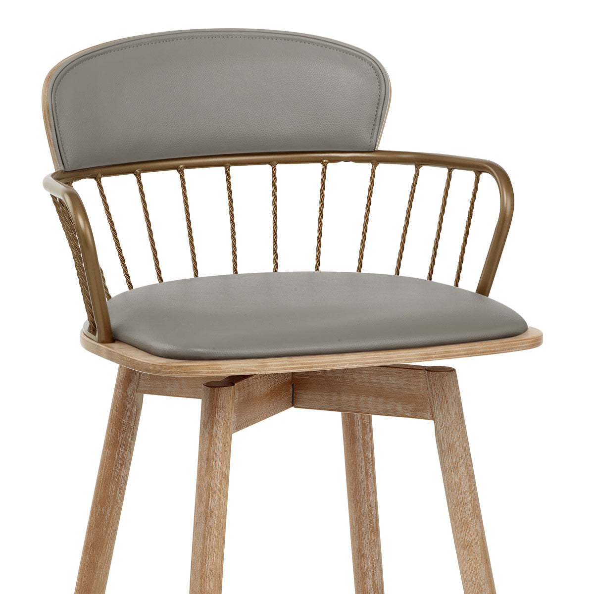 Sgabello Vera Pelle Quercia - Opera Grigio