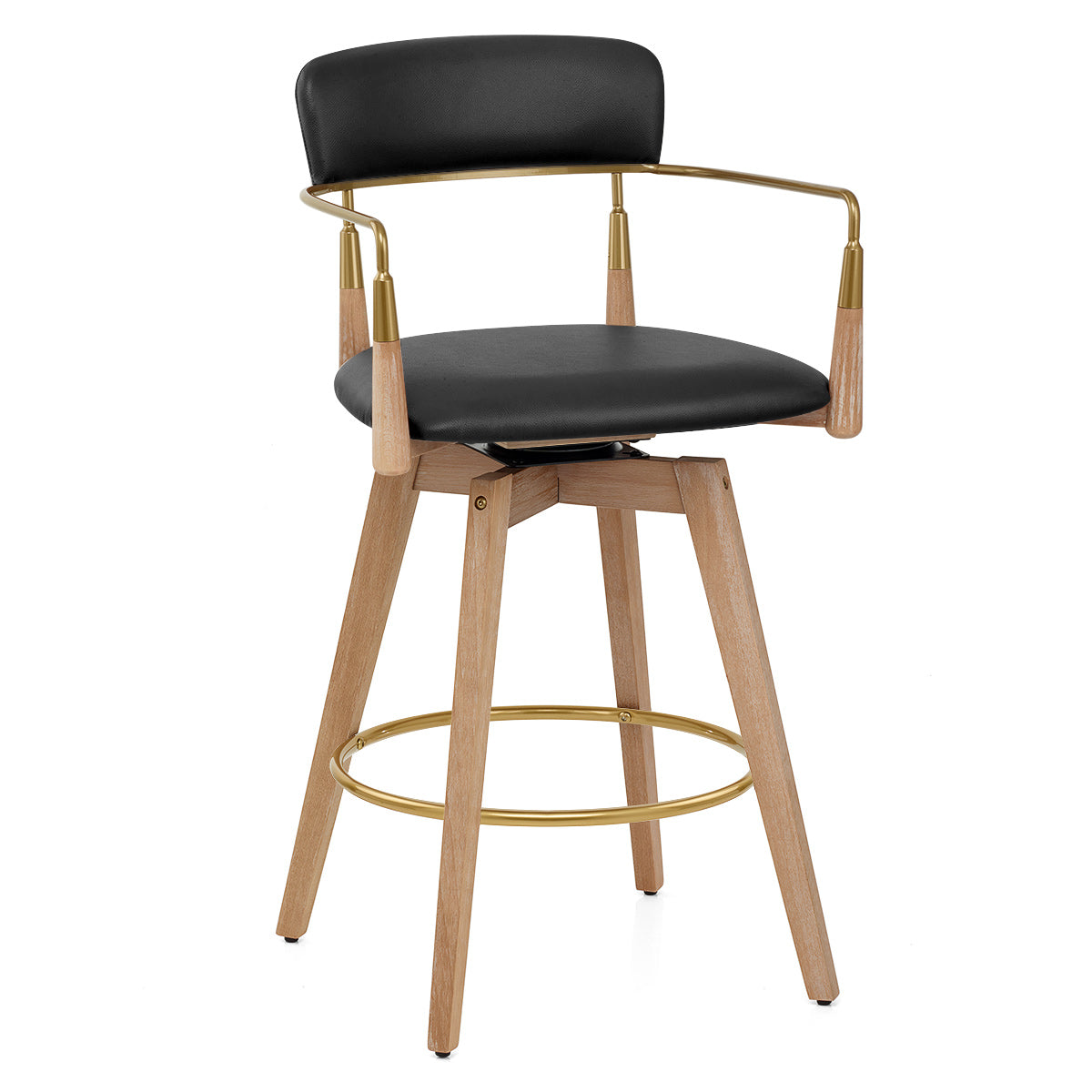Sgabello Vera Pelle Legno - Reed Nero
