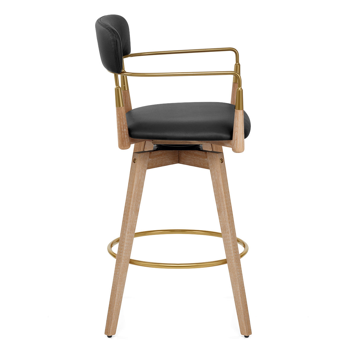 Sgabello Vera Pelle Legno - Reed Nero
