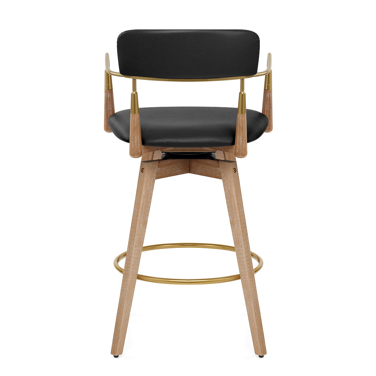 Sgabello Vera Pelle Legno - Reed Nero