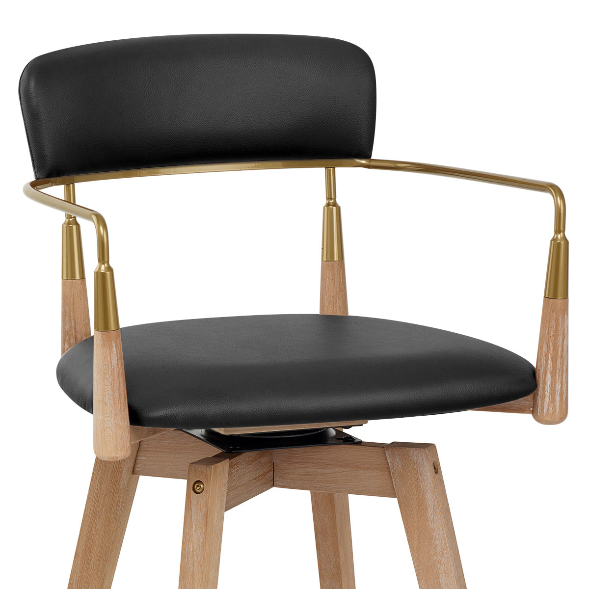 Sgabello Vera Pelle Legno - Reed Nero