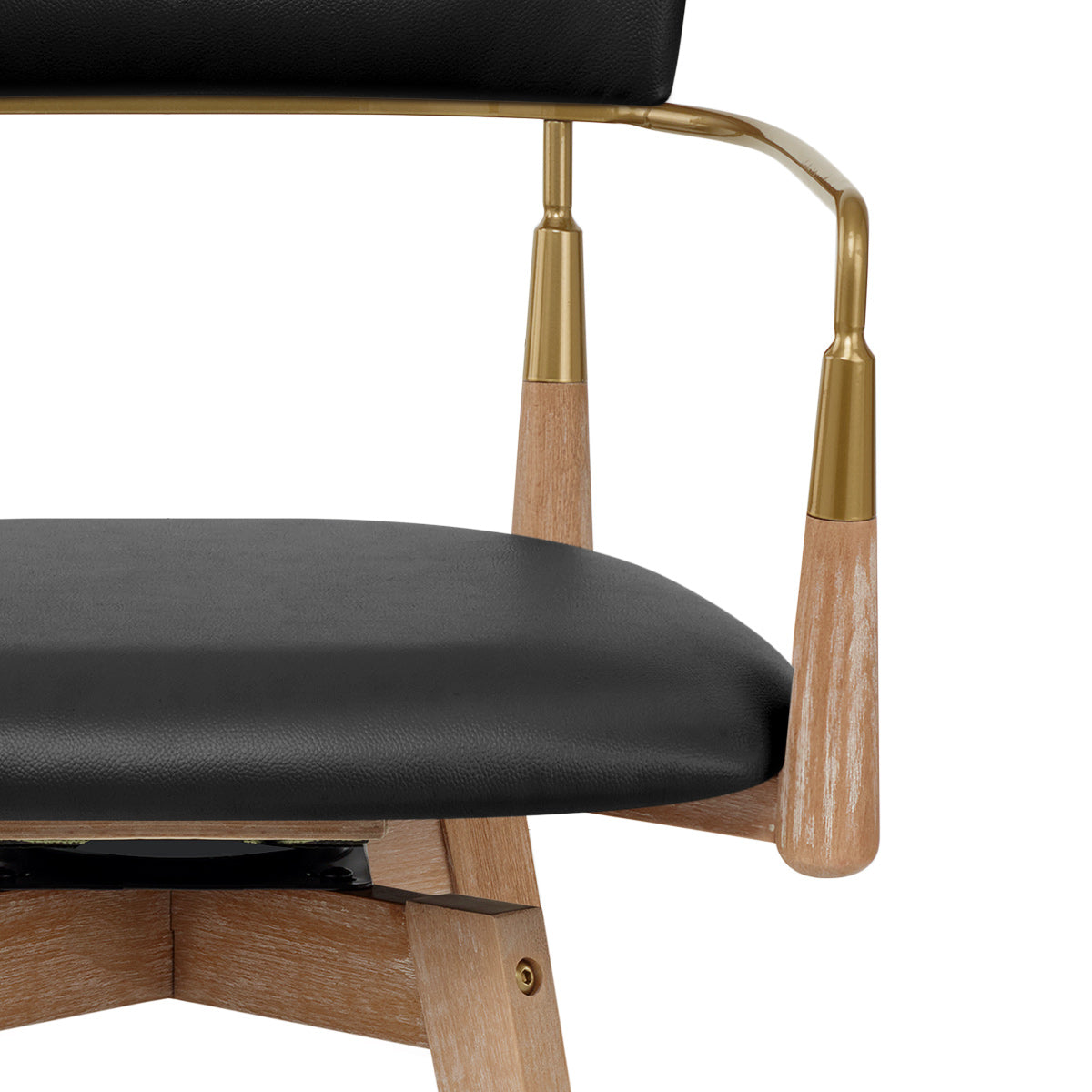 Sgabello Vera Pelle Legno - Reed Nero