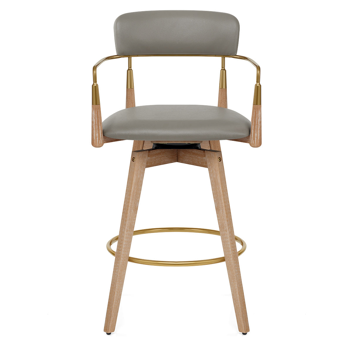 Sgabello Vera Pelle Legno - Reed Grigio