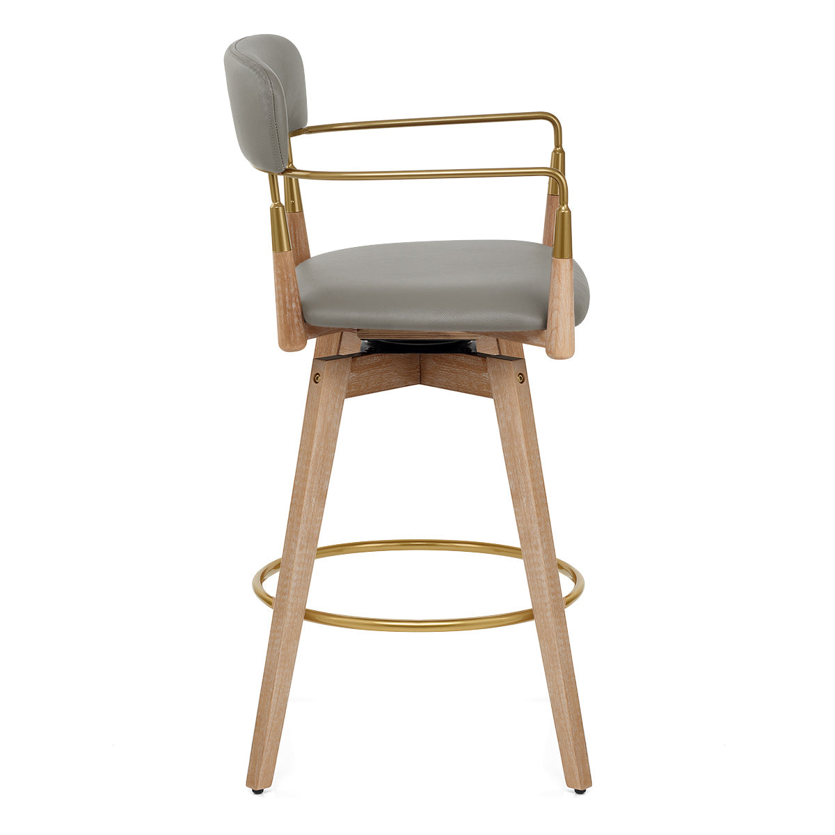 Sgabello Vera Pelle Legno - Reed Grigio