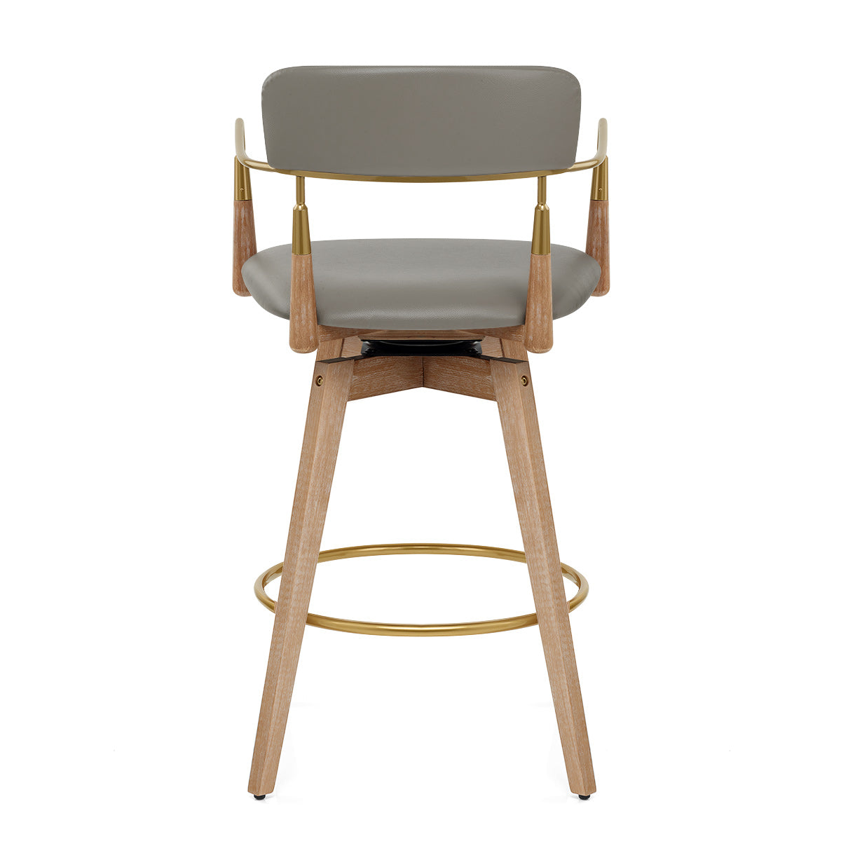 Sgabello Vera Pelle Legno - Reed Grigio