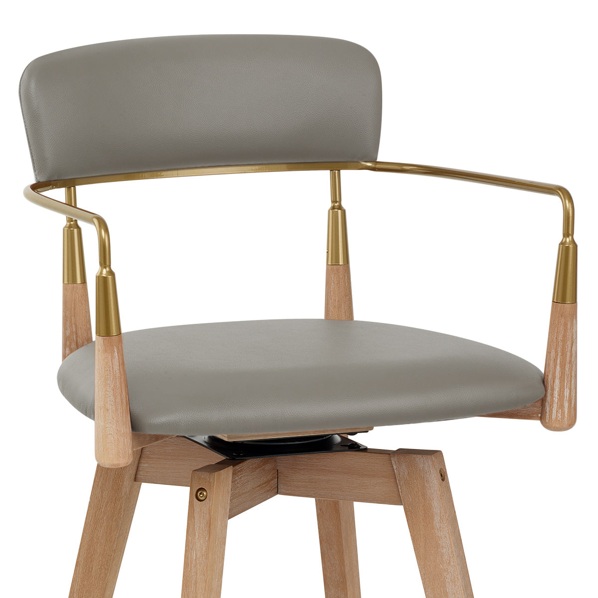Sgabello Vera Pelle Legno - Reed Grigio