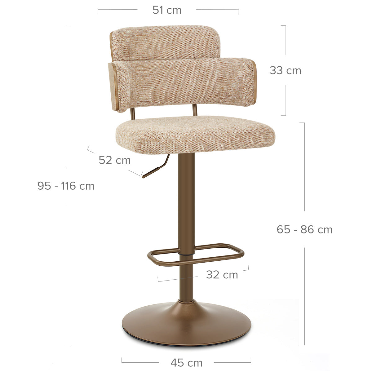 Sgabello Tessuto Rame - Logan Beige