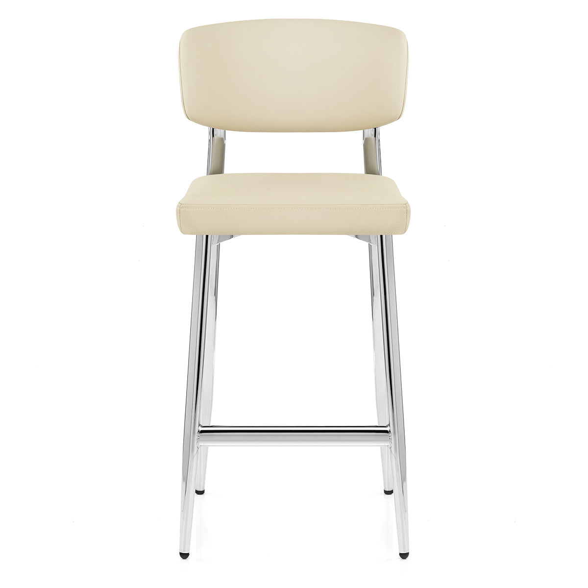 Sgabello Vera Pelle Cromato - Parker Crema