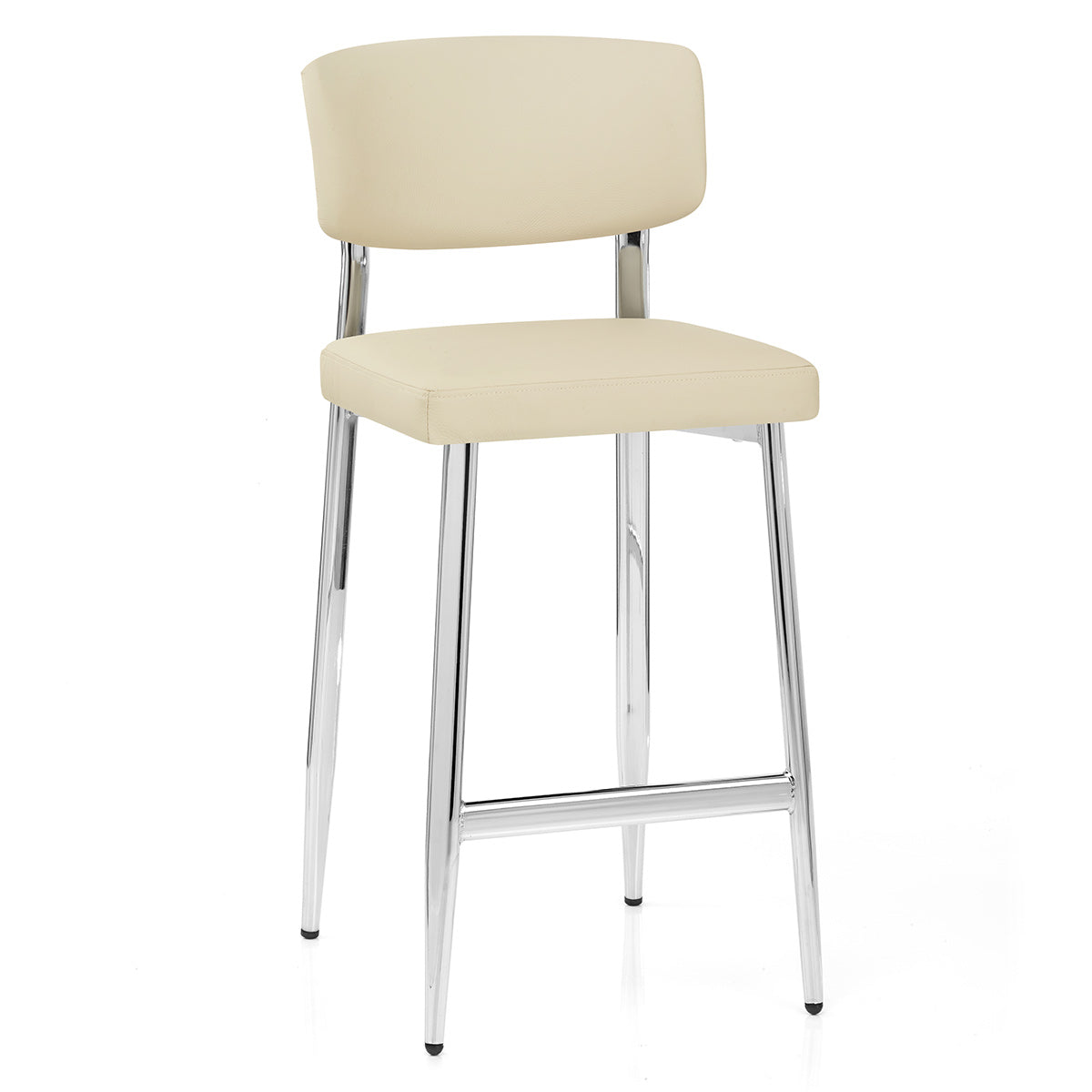 Sgabello Vera Pelle Cromato - Parker Crema