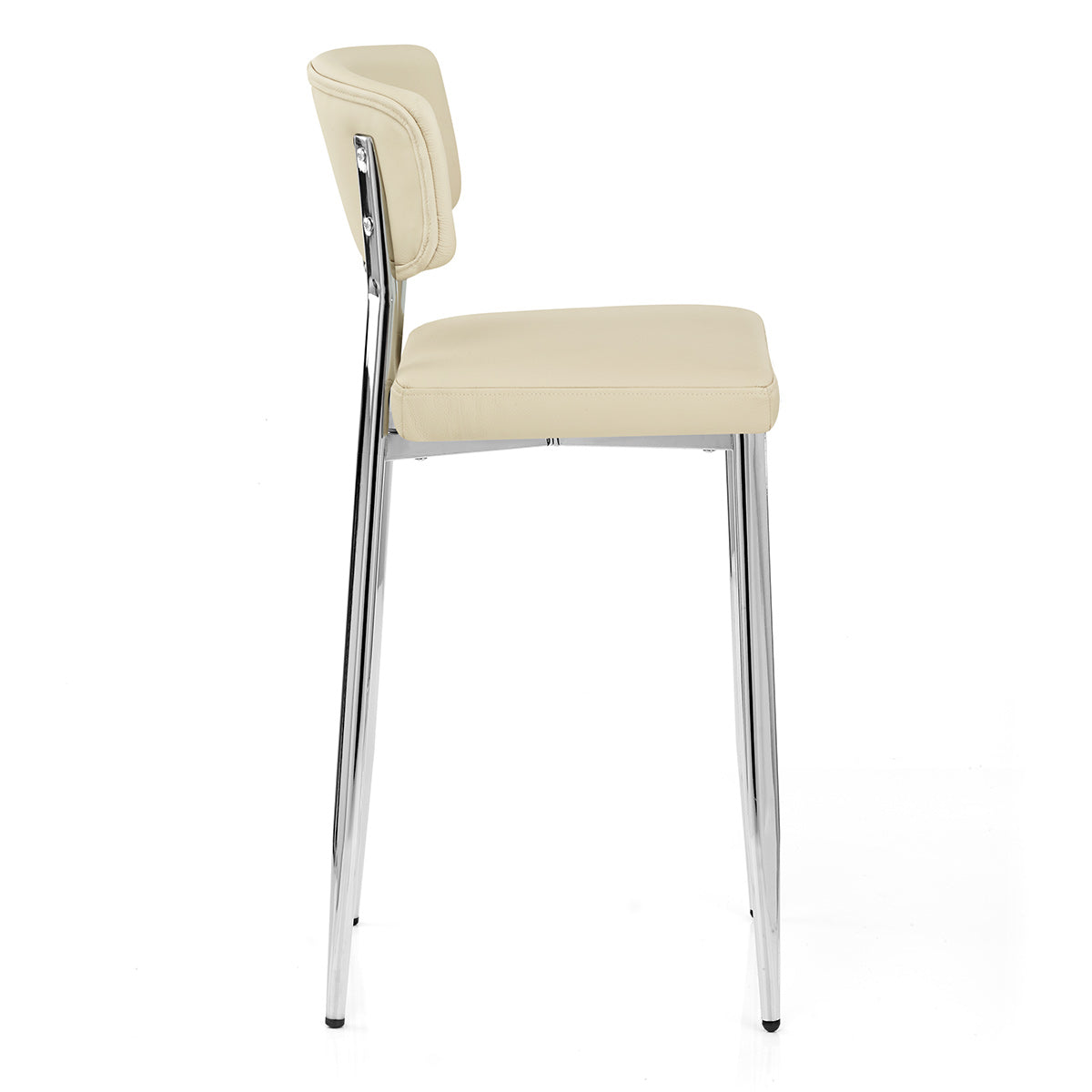 Sgabello Vera Pelle Cromato - Parker Crema