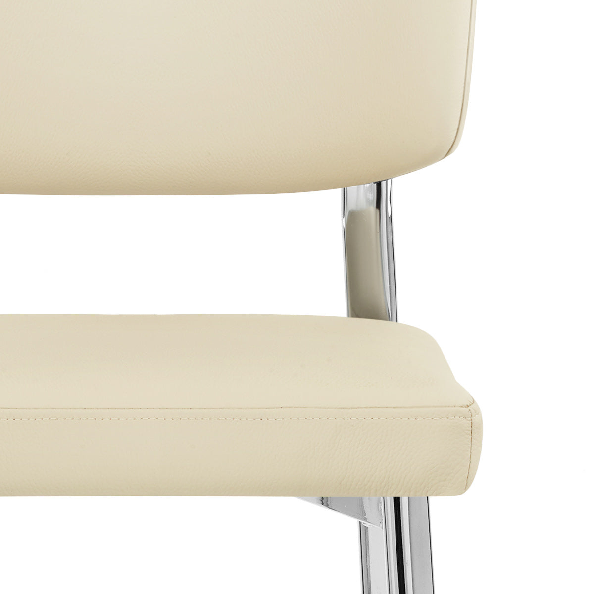 Sgabello Vera Pelle Cromato - Parker Crema