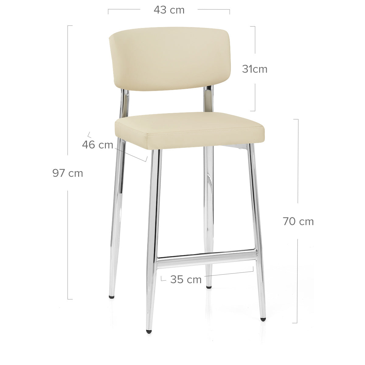 Sgabello Vera Pelle Cromato - Parker Crema