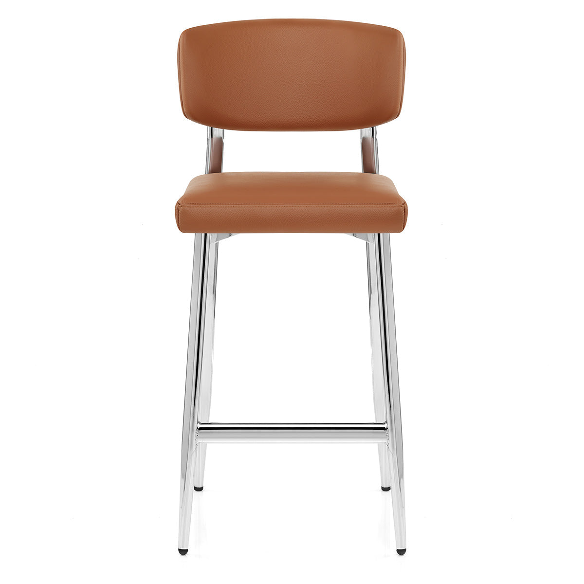 Sgabello Vera Pelle Cromato - Parker Marrone