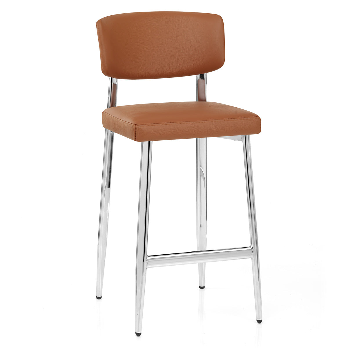 Sgabello Vera Pelle Cromato - Parker Marrone
