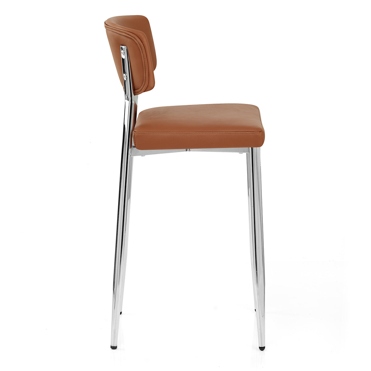 Sgabello Vera Pelle Cromato - Parker Marrone