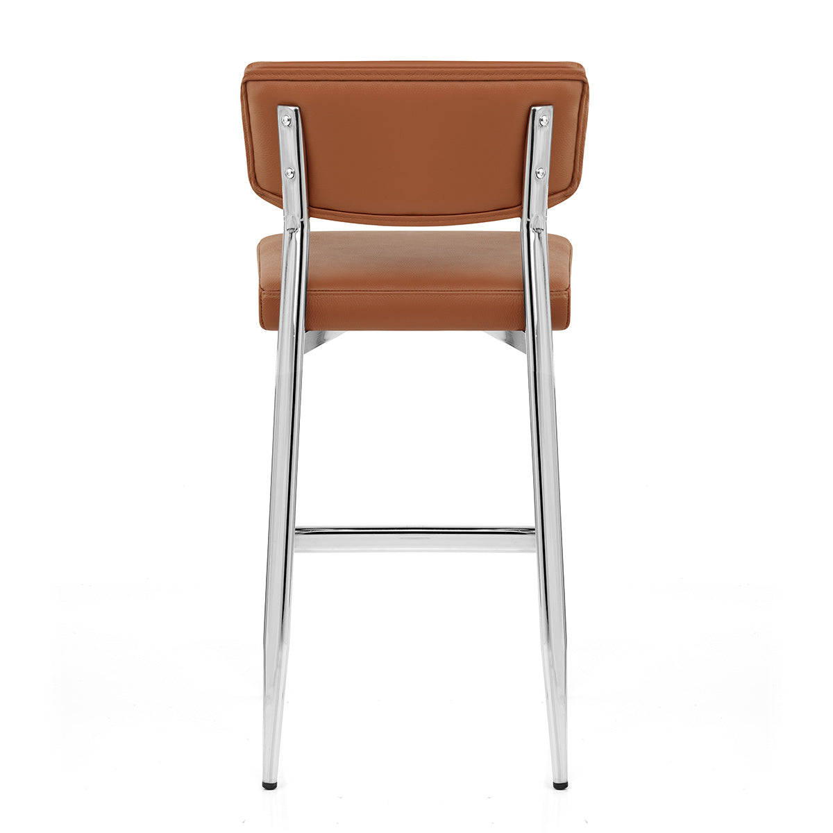 Sgabello Vera Pelle Cromato - Parker Marrone