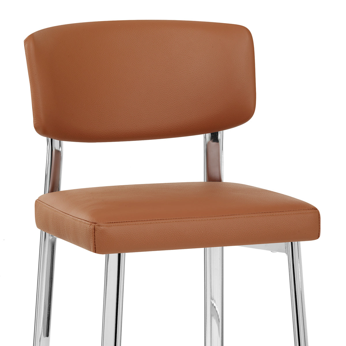 Sgabello Vera Pelle Cromato - Parker Marrone