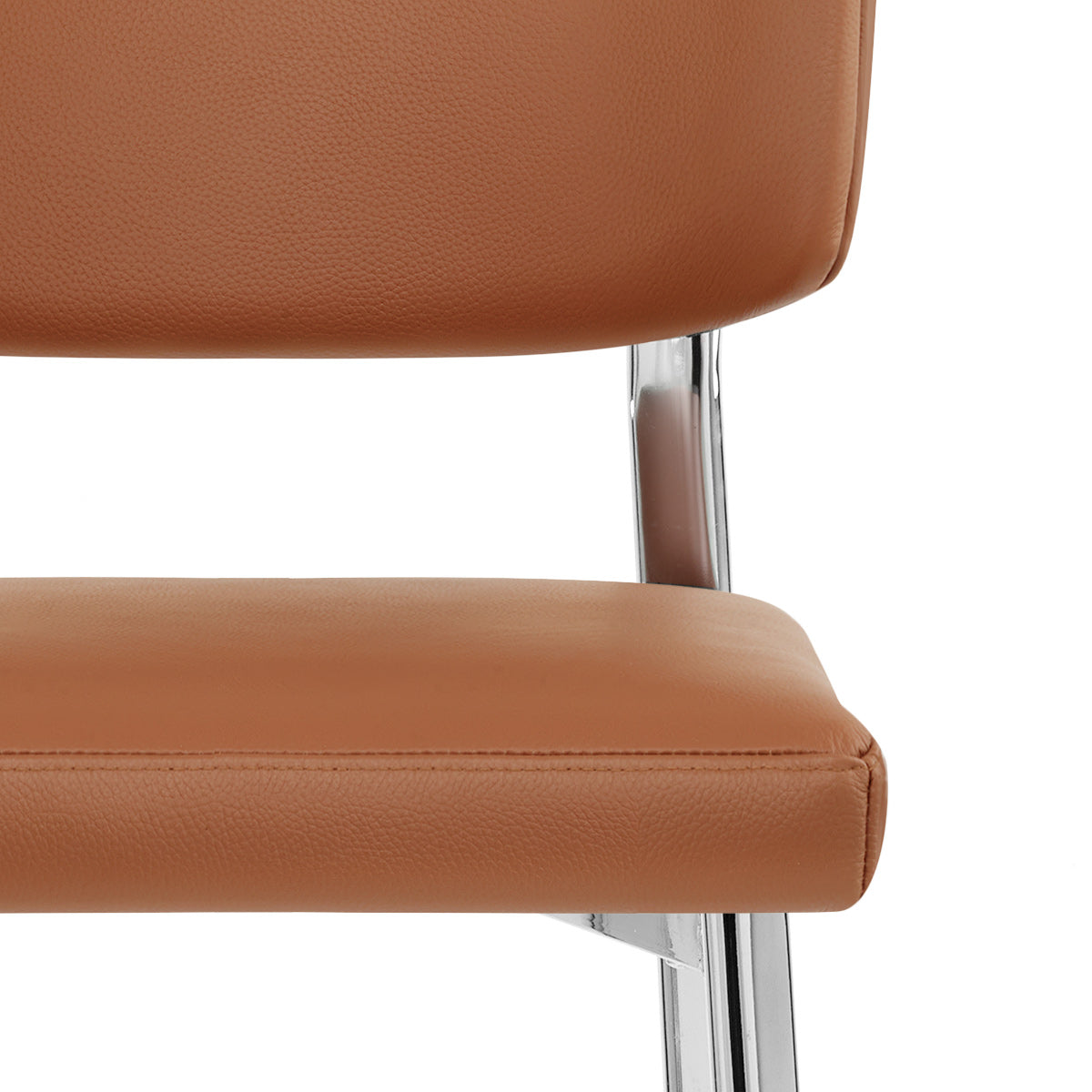 Sgabello Vera Pelle Cromato - Parker Marrone
