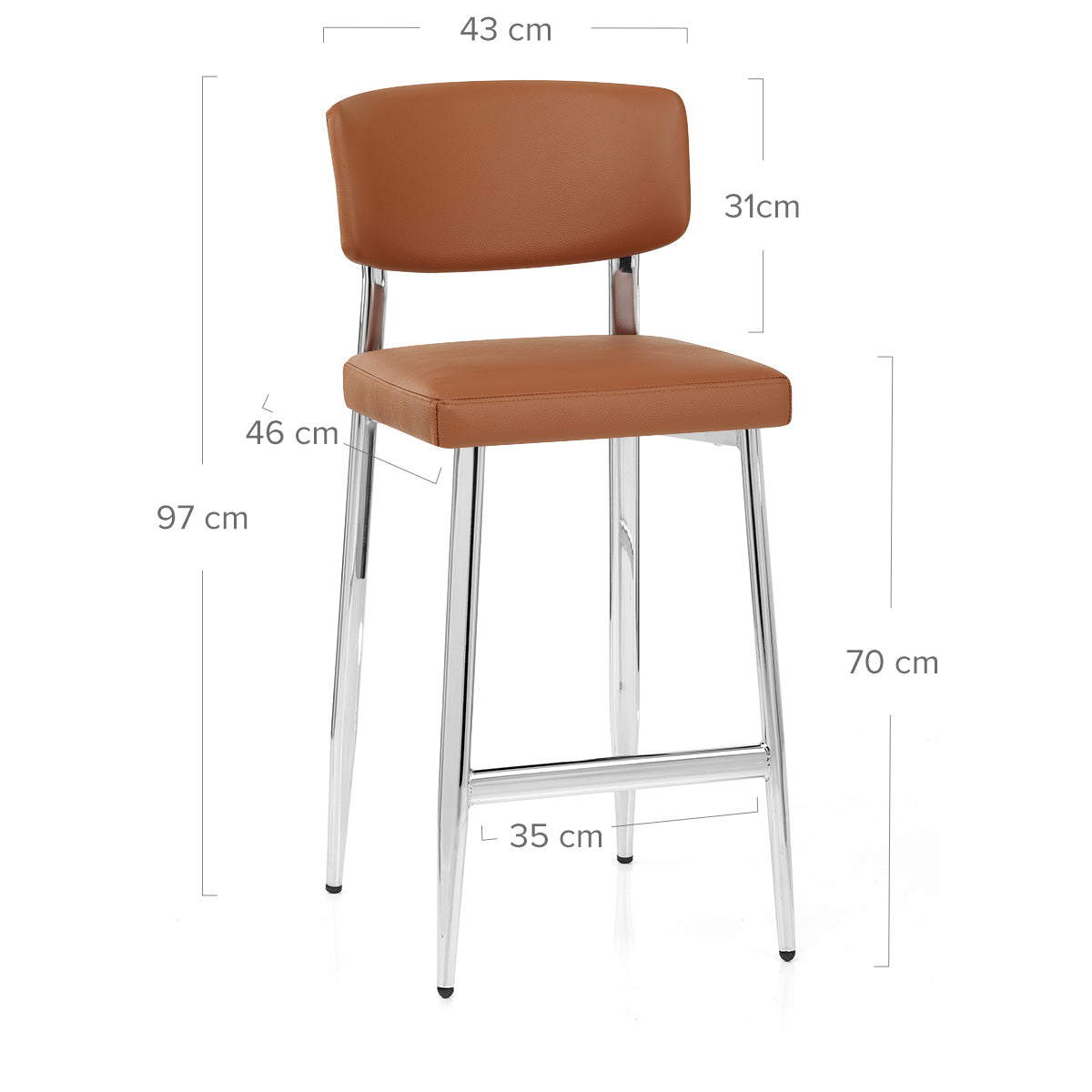 Sgabello Vera Pelle Cromato - Parker Marrone
