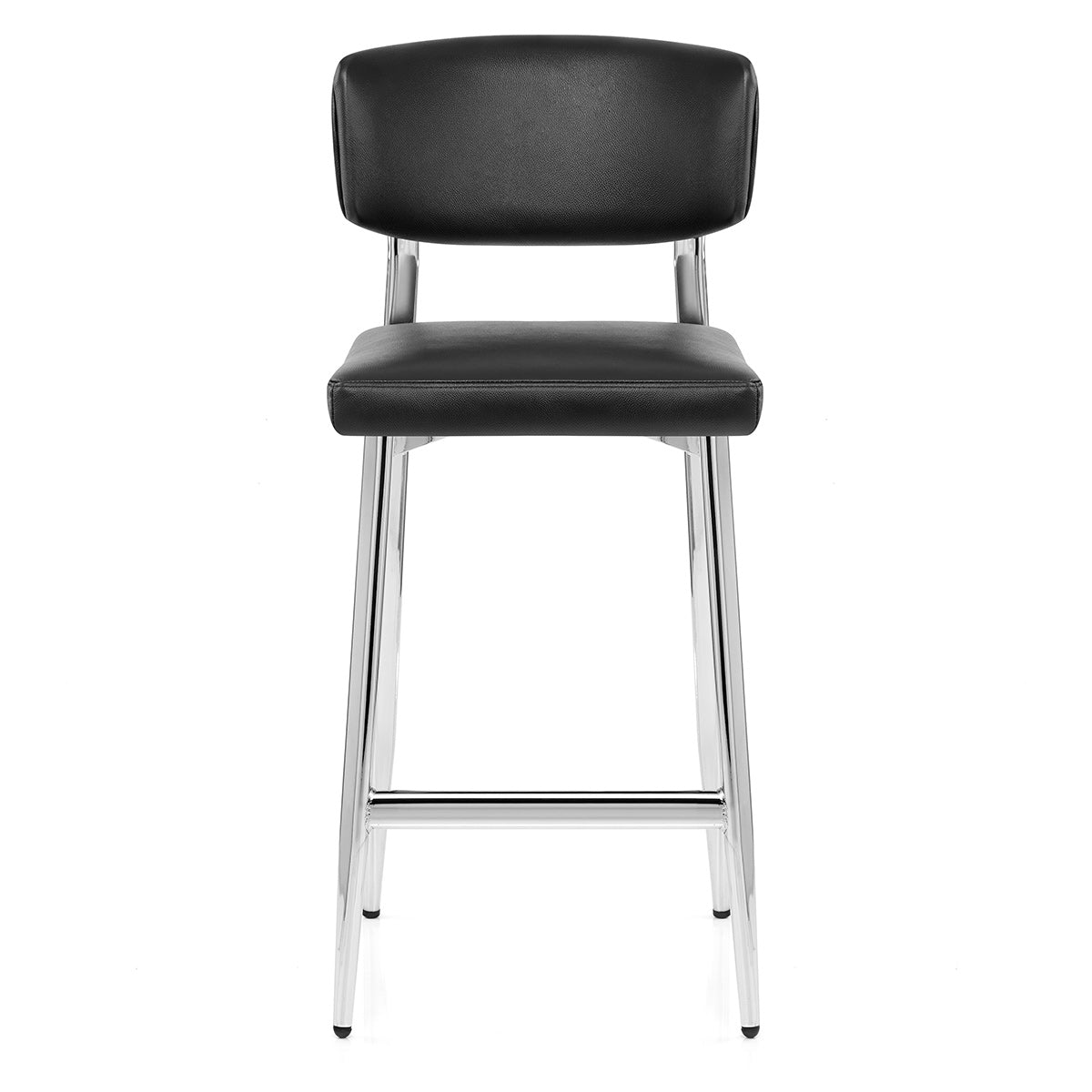 Sgabello Vera Pelle Cromato - Parker Nero