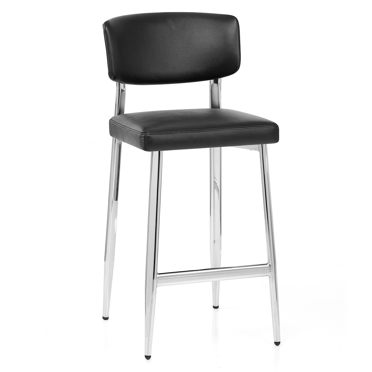 Sgabello Vera Pelle Cromato - Parker Nero
