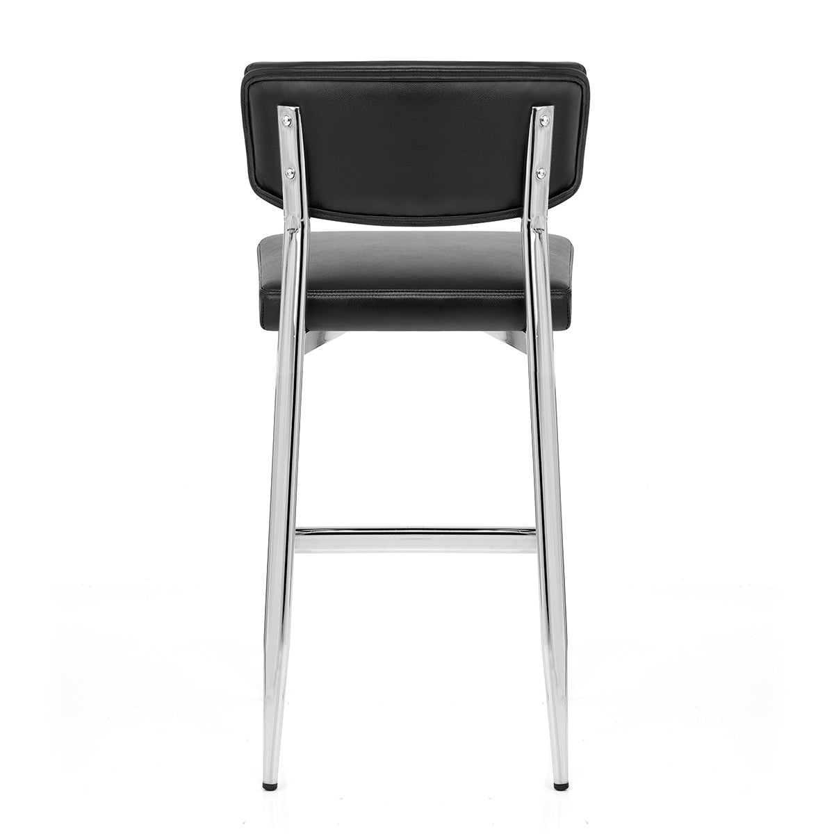 Sgabello Vera Pelle Cromato - Parker Nero