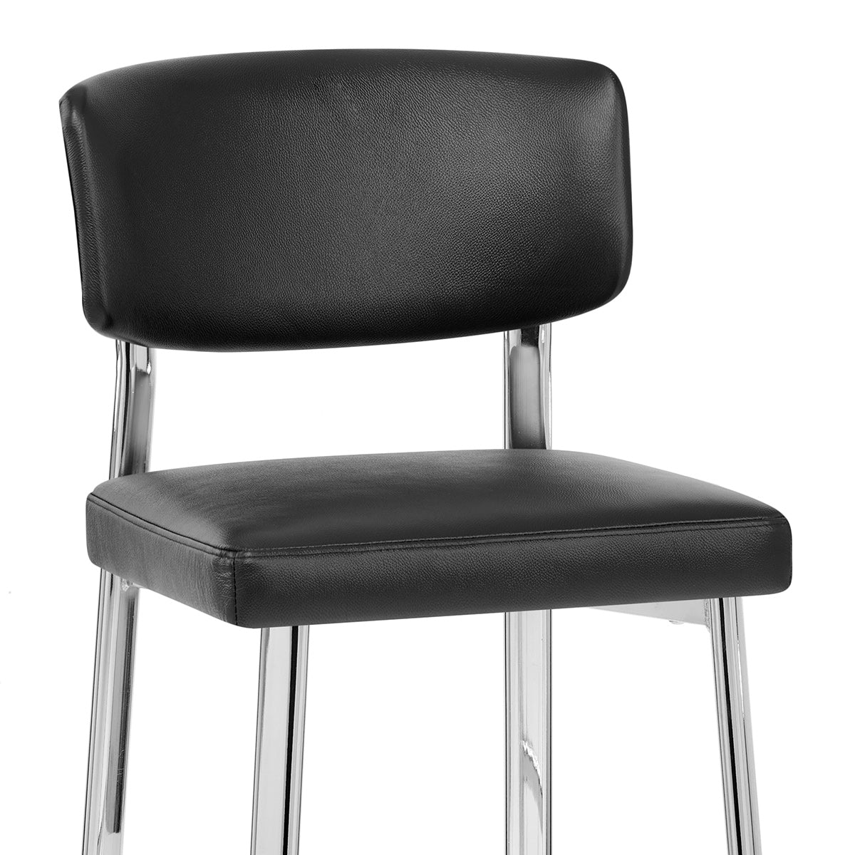 Sgabello Vera Pelle Cromato - Parker Nero