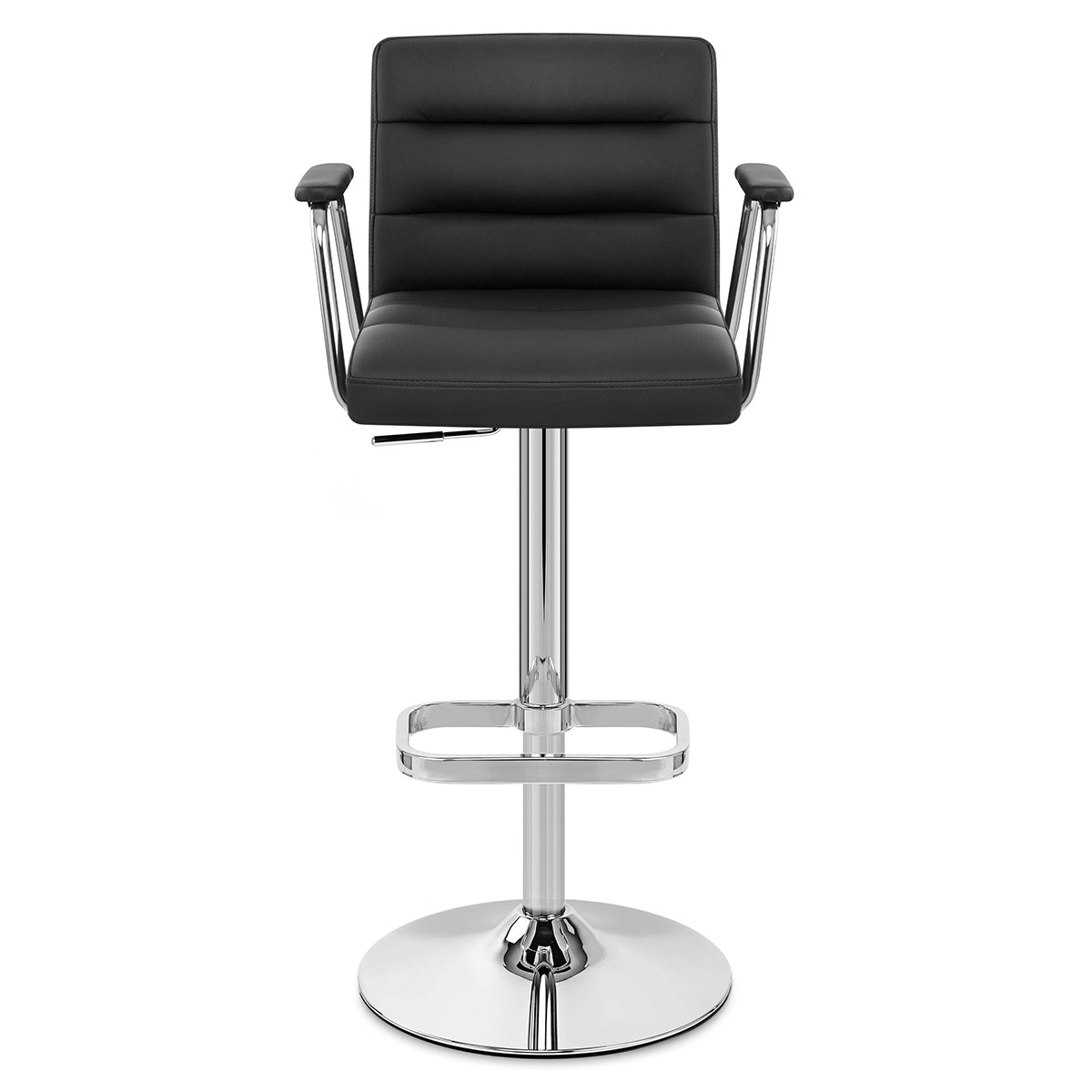 Sgabello Ecopelle Cromato - Lush Nero con Braccioli