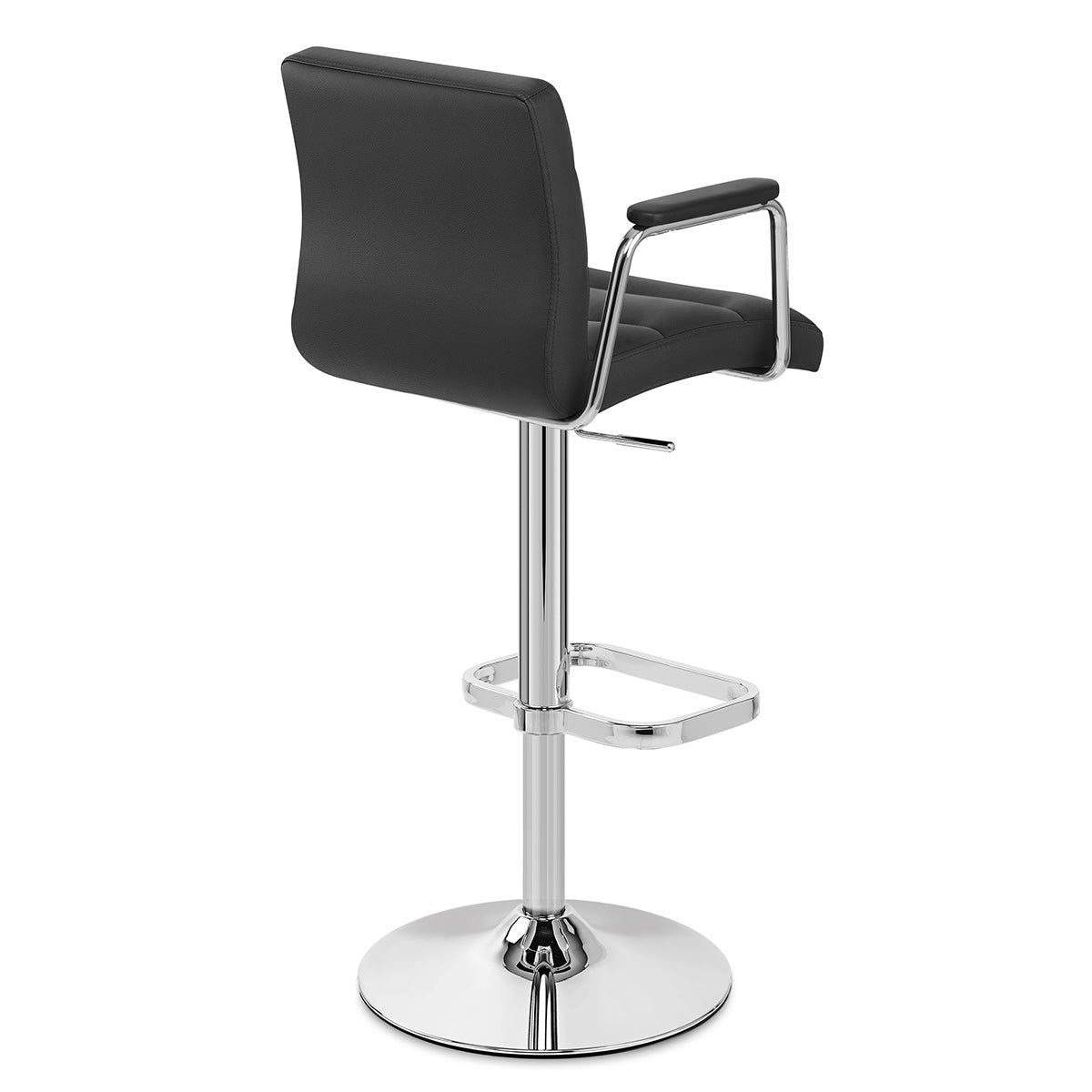 Sgabello Ecopelle Cromato - Lush Nero con Braccioli