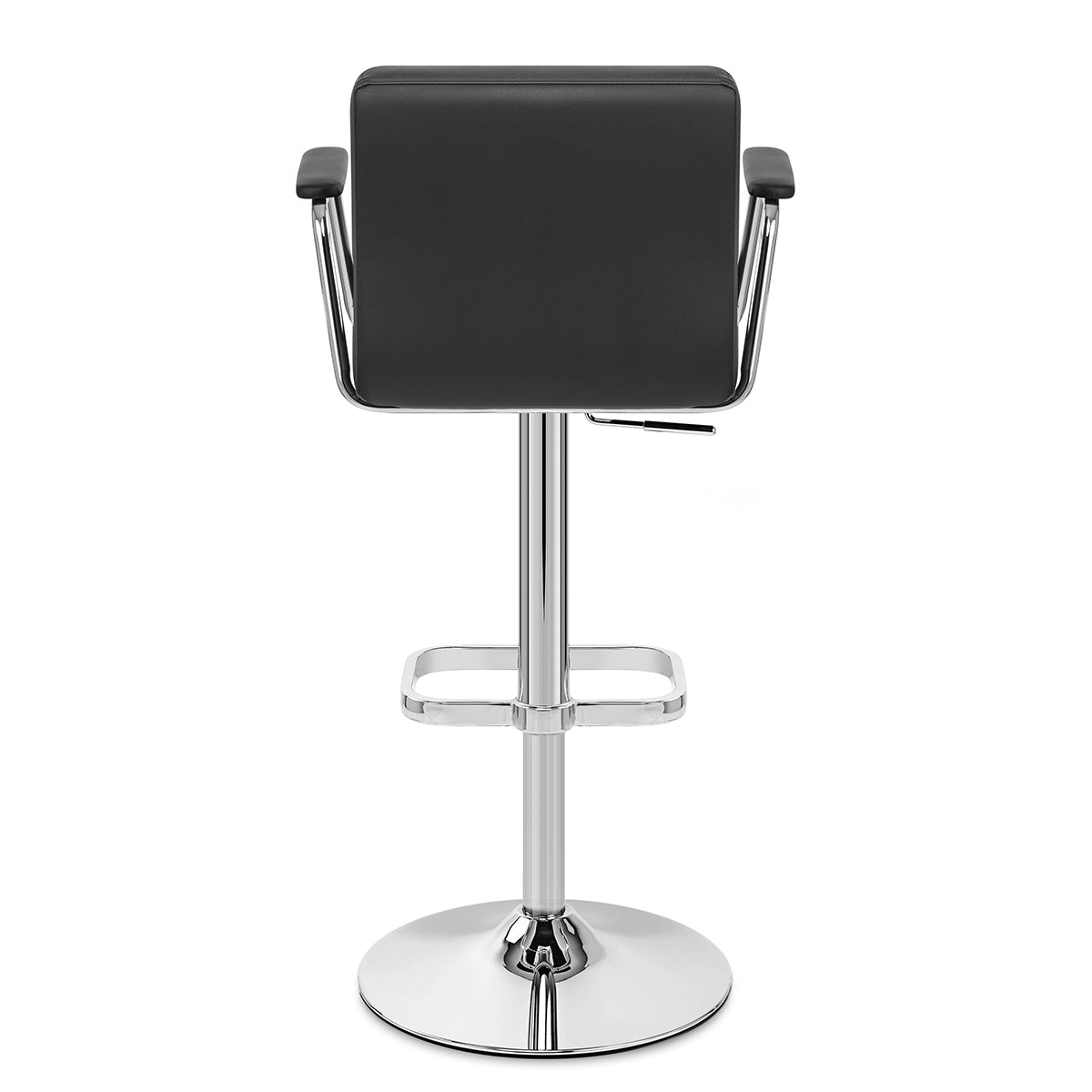 Sgabello Ecopelle Cromato - Lush Nero con Braccioli