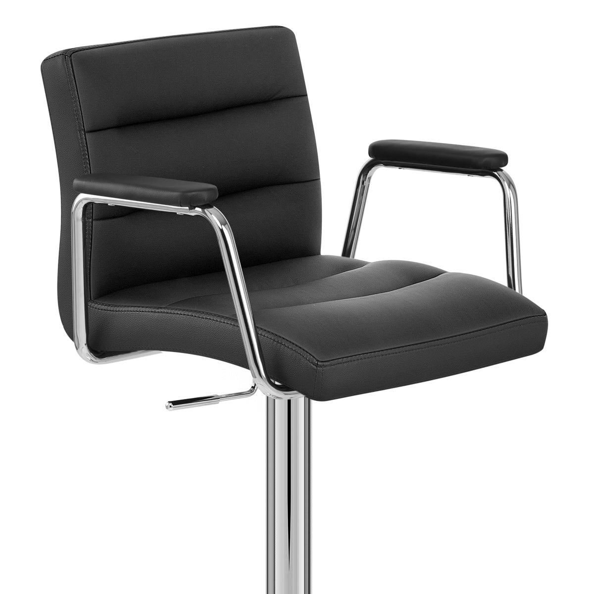 Sgabello Ecopelle Cromato - Lush Nero con Braccioli